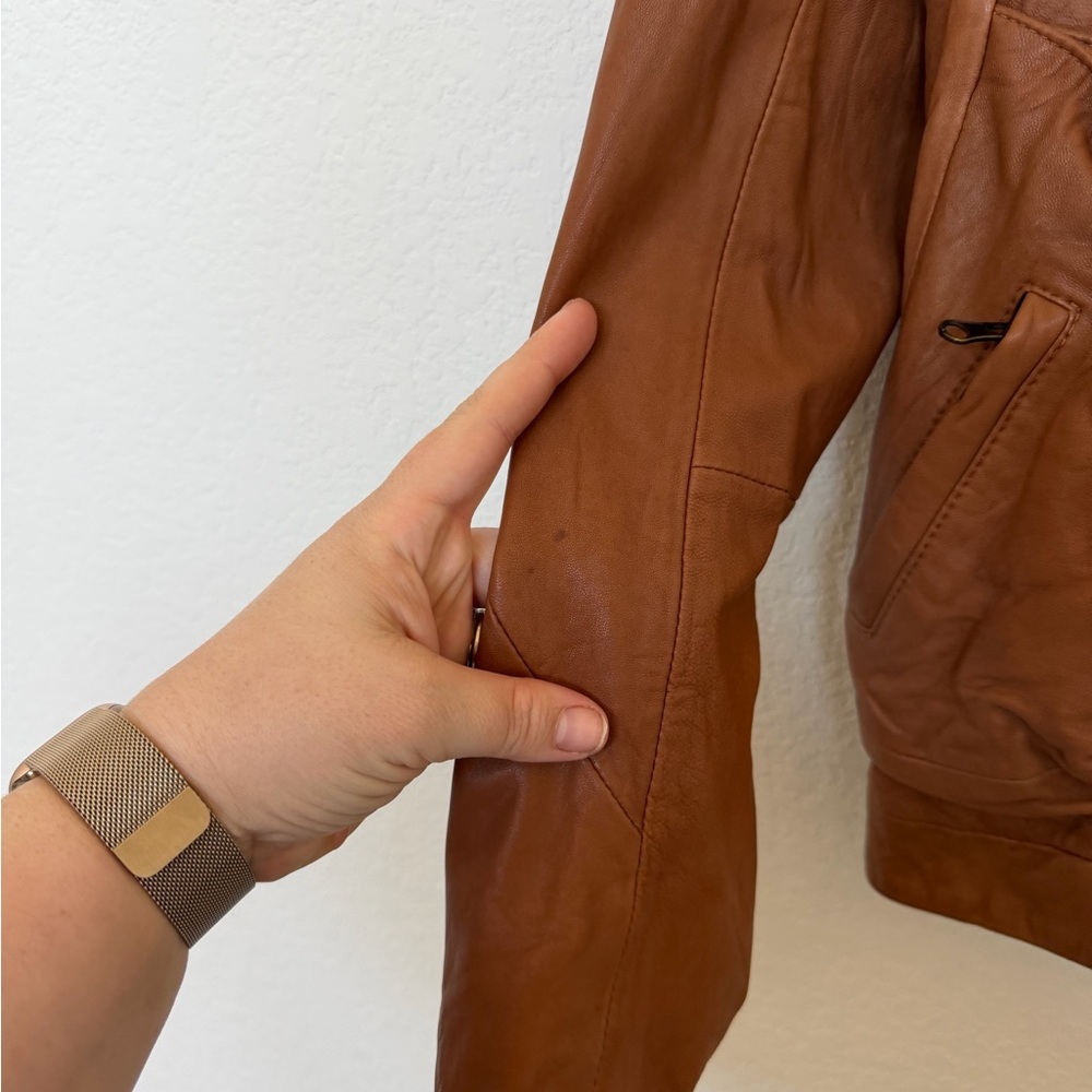 Doma Leather Biker Jacket Cognac Brown Size Small 100% Leather - Picture 5 of 12